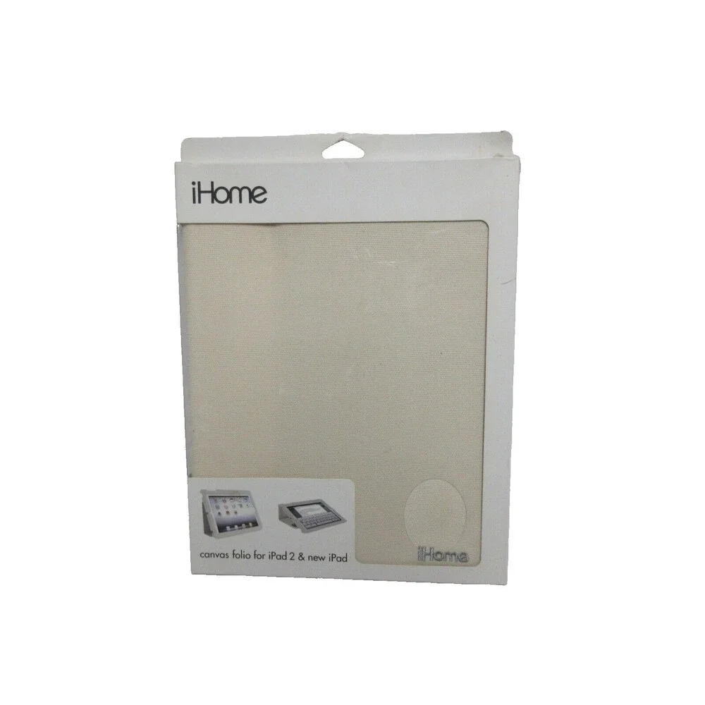 i Home Slim Fit Canvas Folio Case for iPad 2&new Ipad Beige with smart function